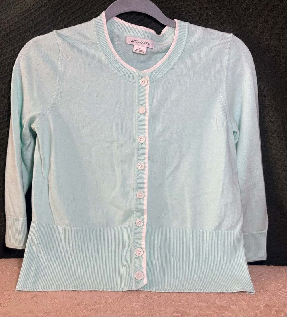 Liz Claiborne Light Blue Button-Down Cardigan Sweater Size S